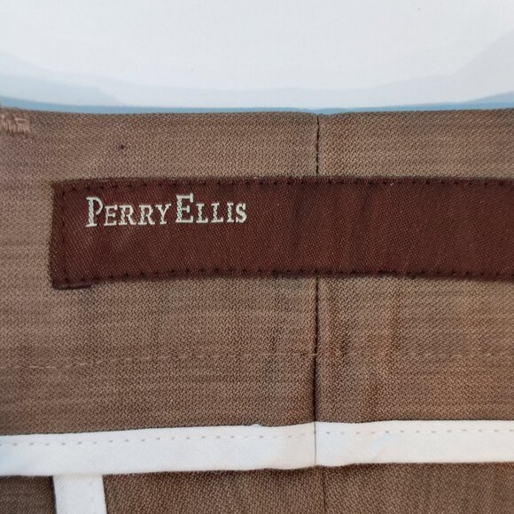 Perry Ellis flat front business /casual dress pants tan colour man's size 40X32 - Picture 5 of 11